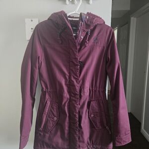 Woods Maroon Hooded Utility Jacket